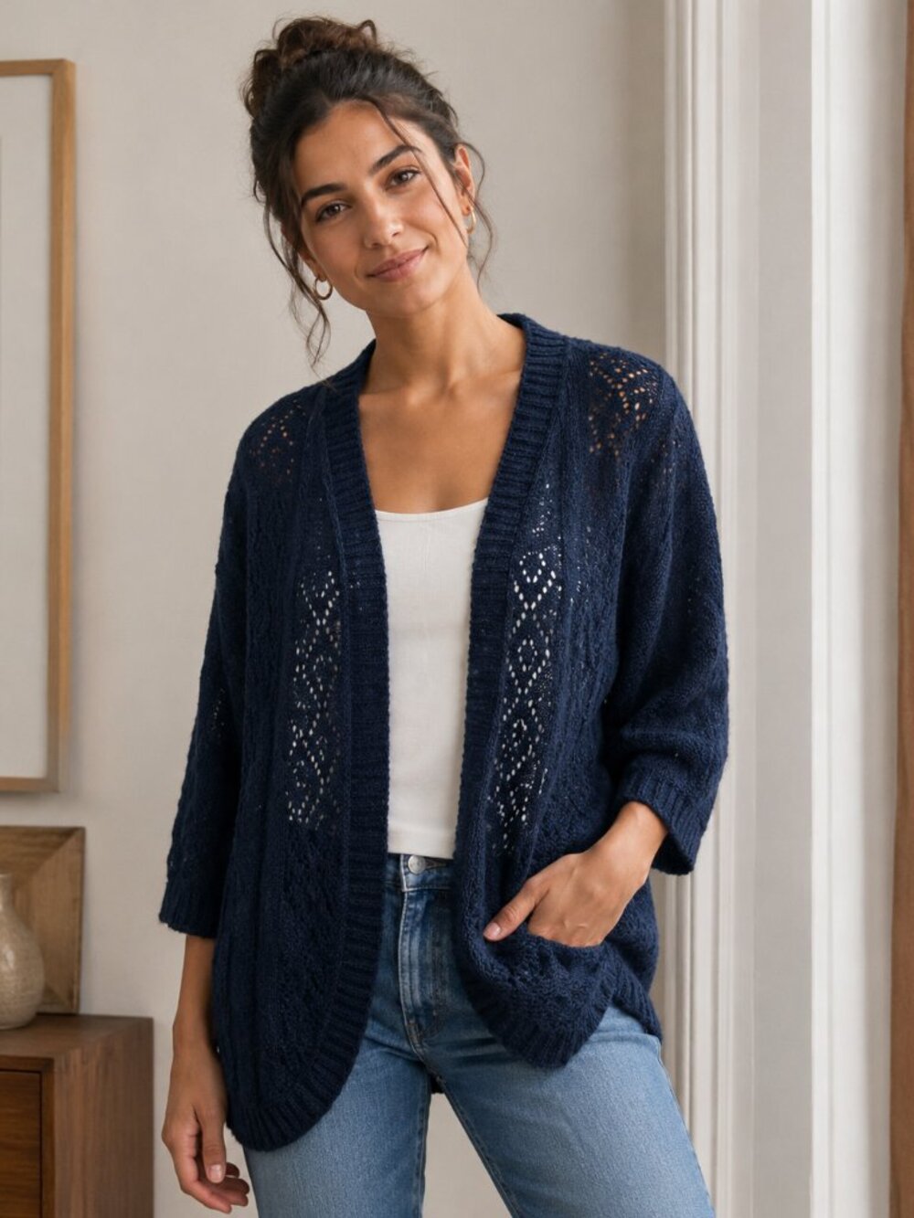 Deep Sapphire Blue Short Sleeved Cardigan
